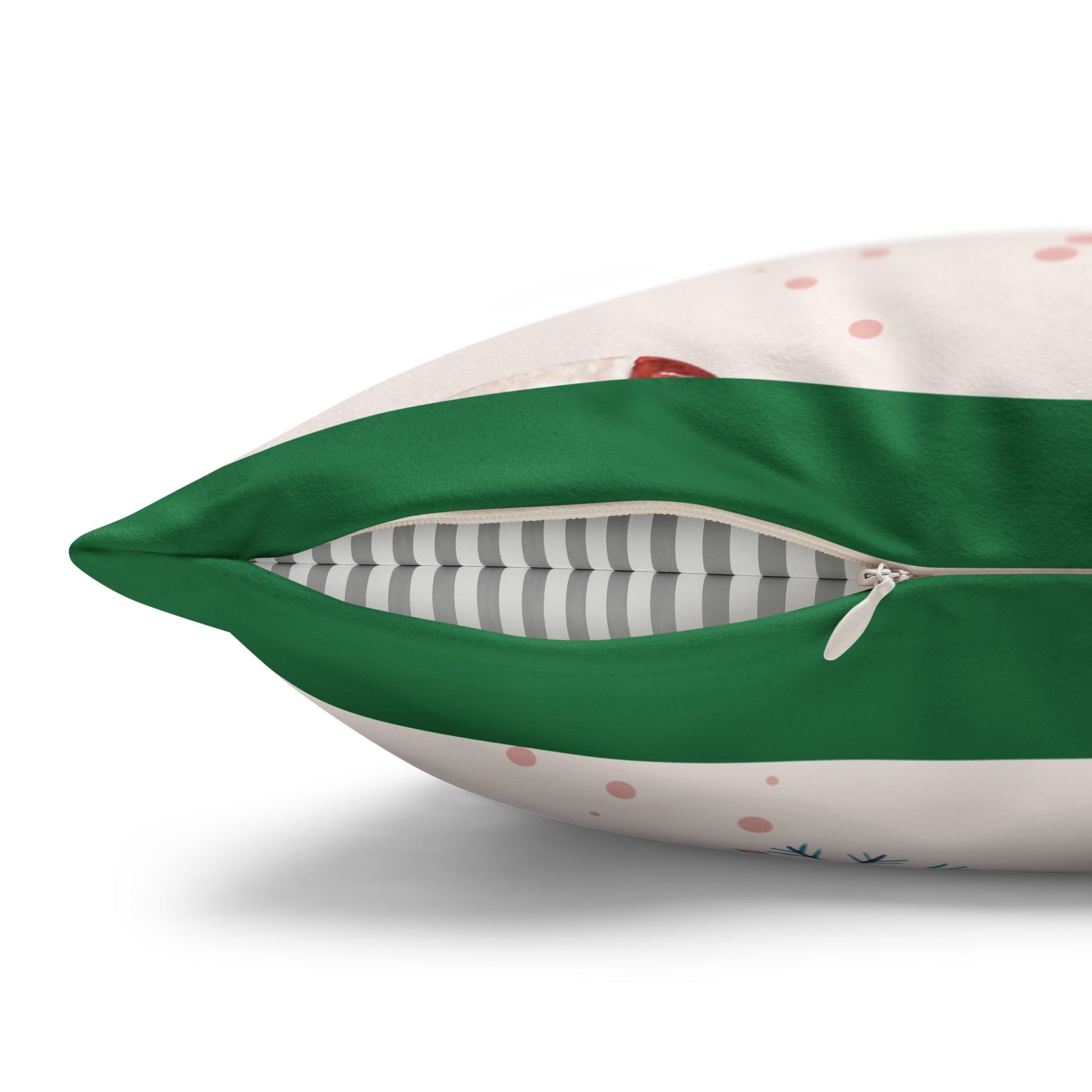 Candy Cane Pattern Faux Suede Pillowcase | Holiday Pinecones & Snowflakes - The Businezz Angel