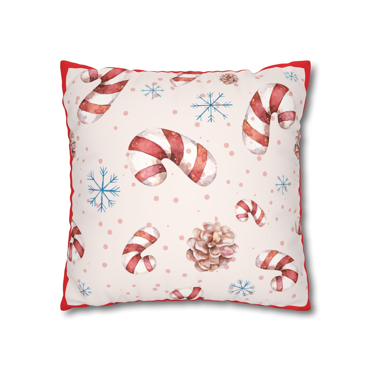 Candy Cane Pattern Faux Suede Square Pillowcase | Holiday Throw Pillowcase - The Businezz Angel