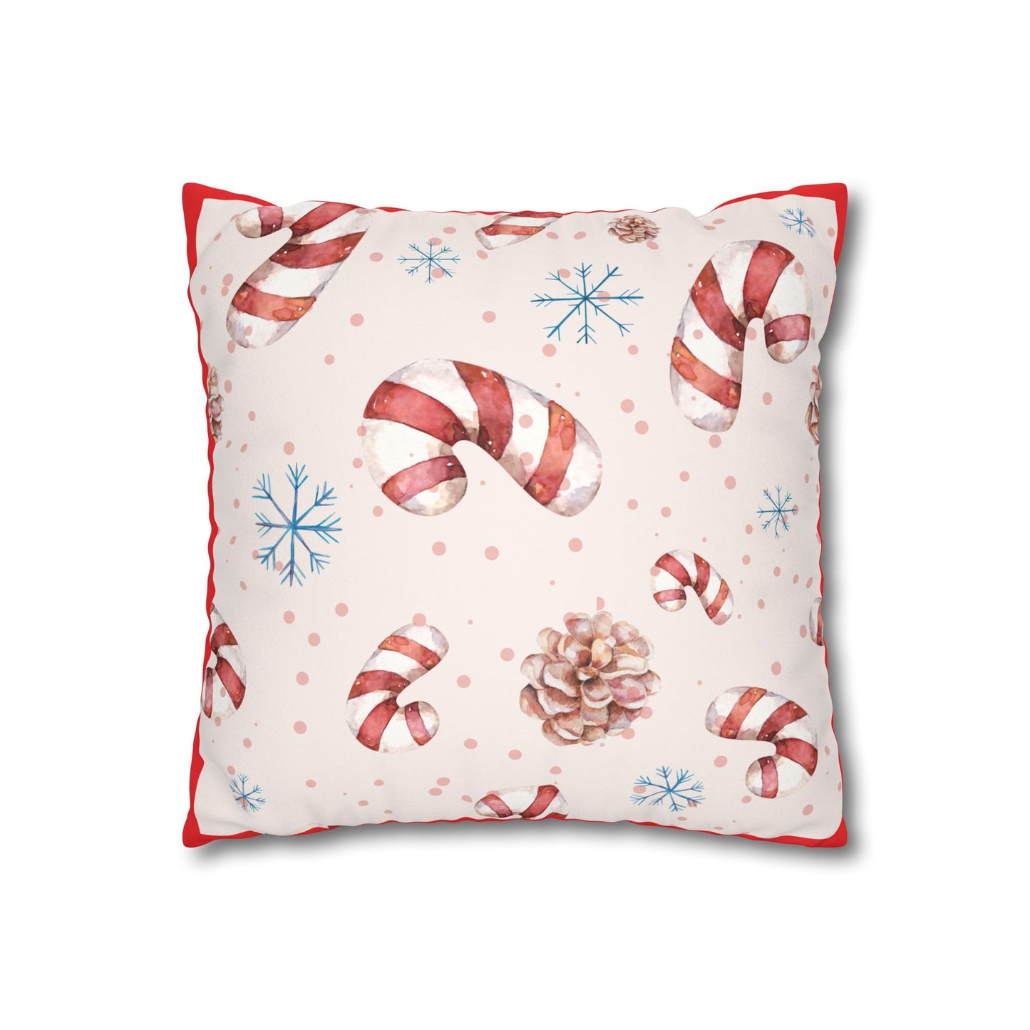 Candy Cane Pattern Faux Suede Square Pillowcase | Holiday Throw Pillowcase - The Businezz Angel