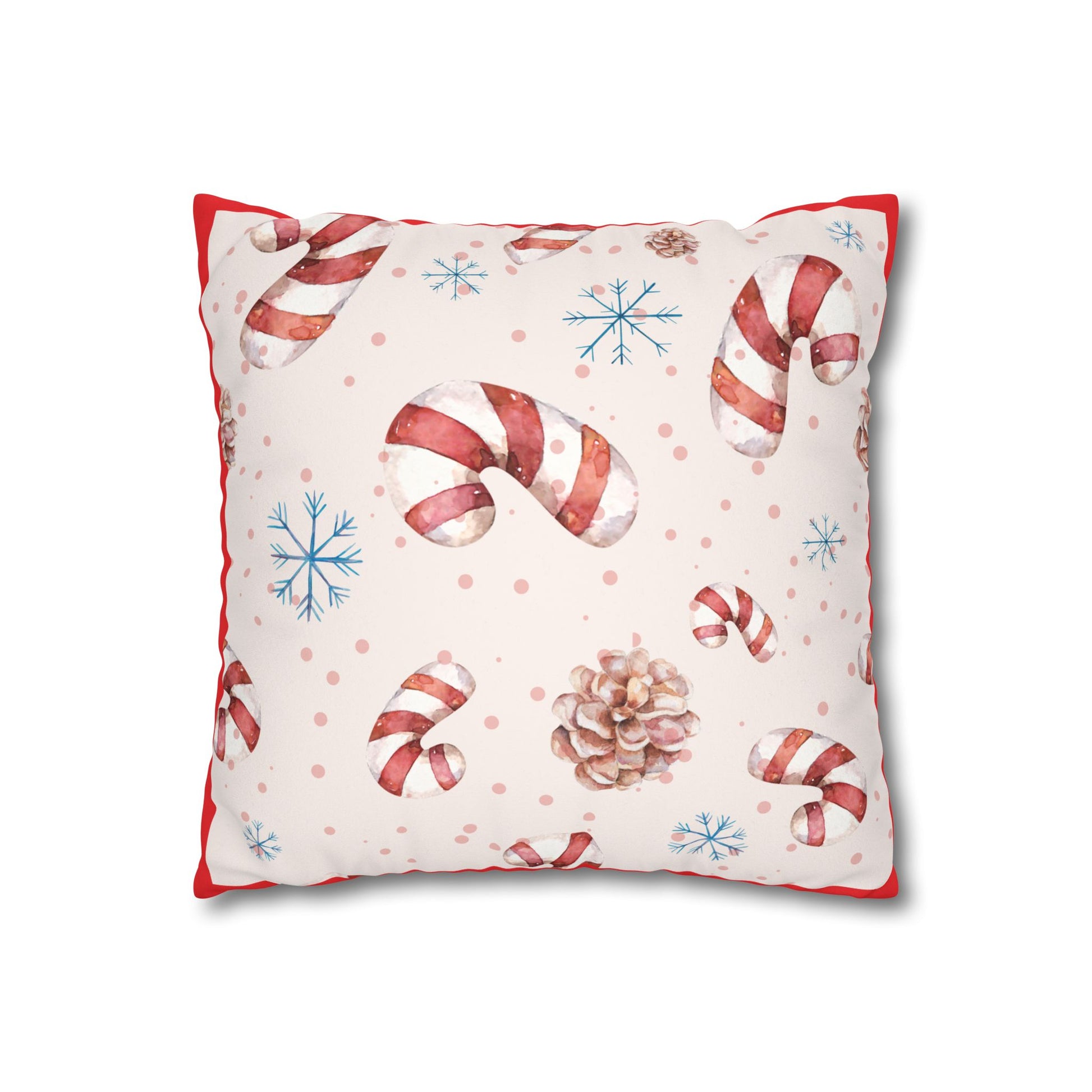 Candy Cane Pattern Faux Suede Square Pillowcase | Holiday Throw Pillowcase - The Businezz Angel