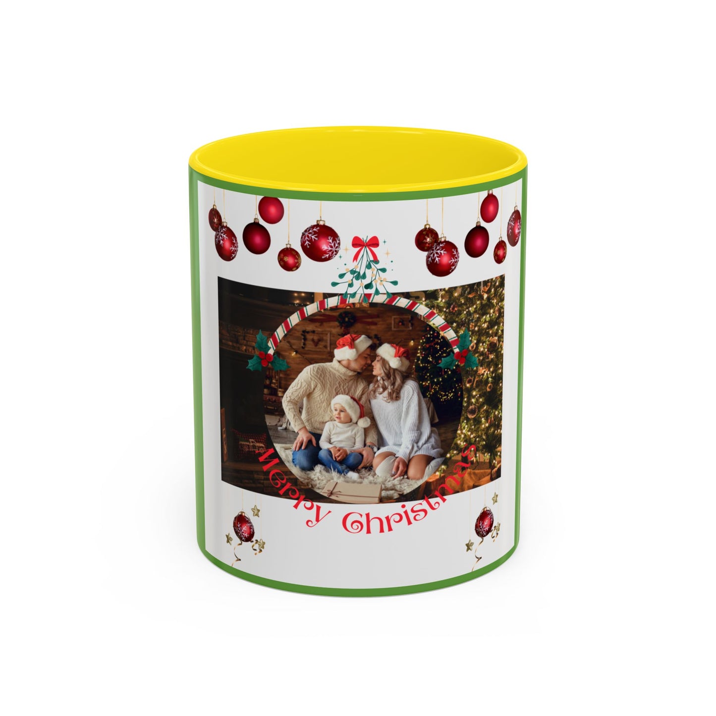 Family Photo Christmas Mug | Accent Coffee Mug 11oz or 15oz - The Businezz Angel