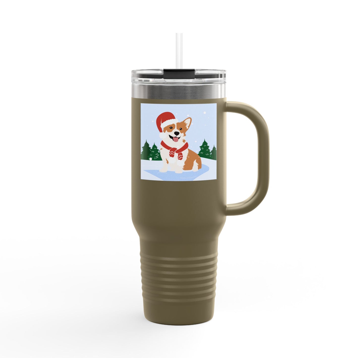 Corgi in Santa Hat Travel Mug | 40oz Insulated Tumbler - The Businezz Angel