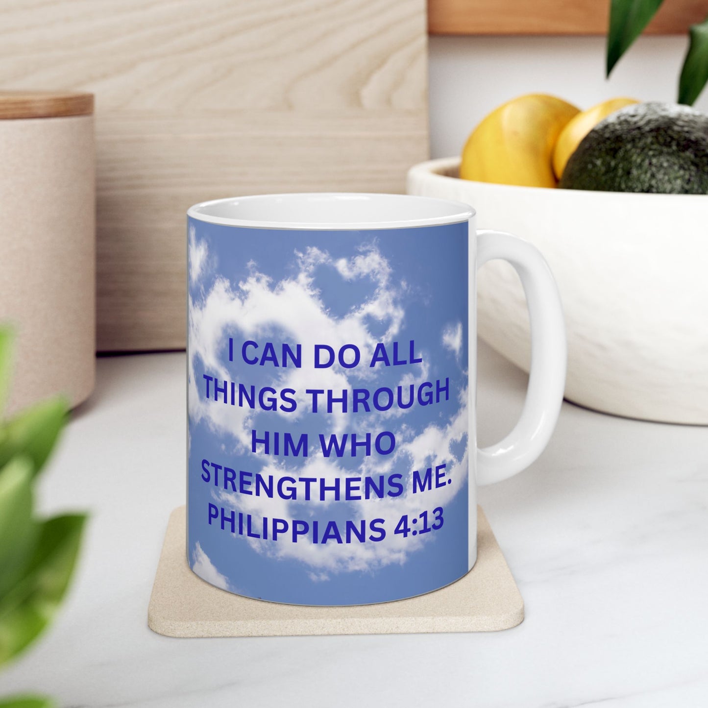 Inspirational Ceramic Mug, 11oz, 15oz, Encouragement Gift, Motivational Quote, Christian Mug, Bible Verse Decor, Faithful Inspiration - The Businezz Angel