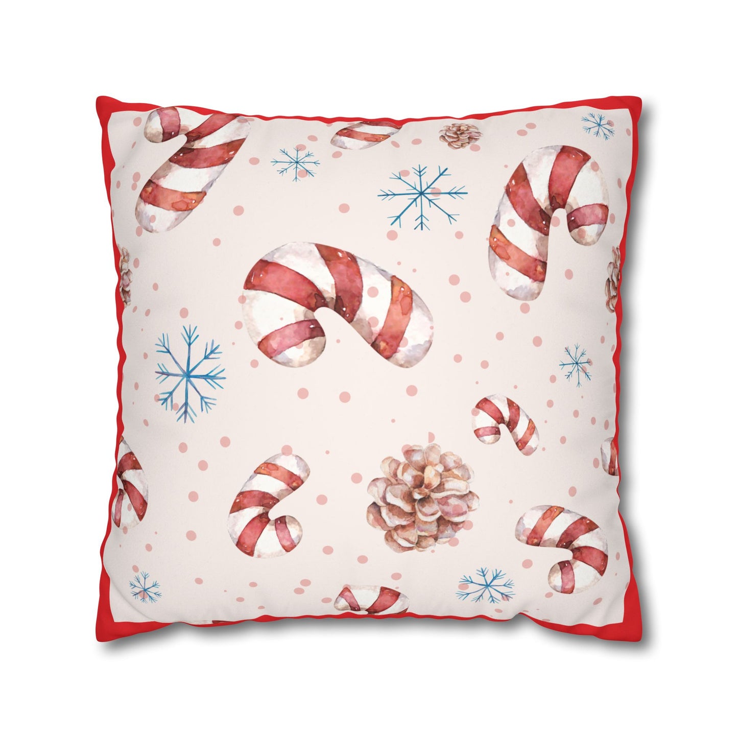 Candy Cane Pattern Faux Suede Square Pillowcase | Holiday Throw Pillowcase - The Businezz Angel