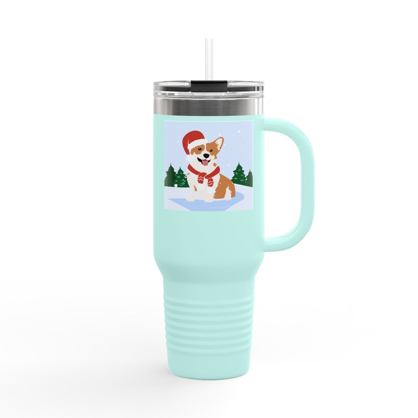 Corgi in Santa Hat Travel Mug | 40oz Insulated Tumbler - The Businezz Angel