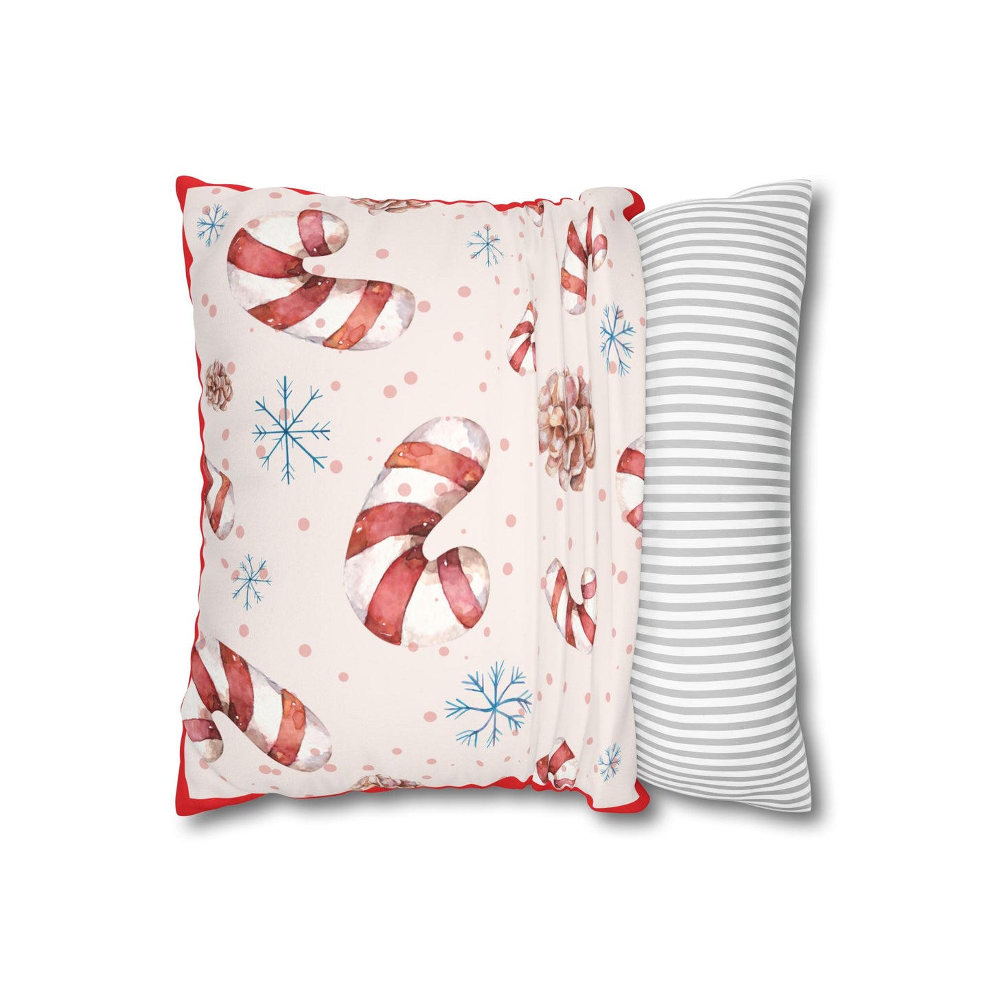 Candy Cane Pattern Faux Suede Square Pillowcase | Holiday Throw Pillowcase - The Businezz Angel