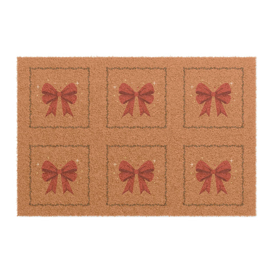 Christmas Wreath Pattern Doormat | Gingerbread & Holly Holiday Welcome Mat - The Businezz Angel