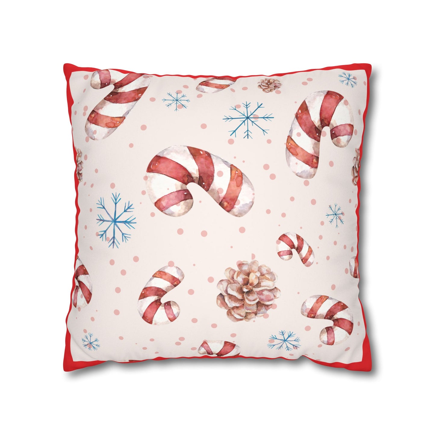 Candy Cane Pattern Faux Suede Square Pillowcase | Holiday Throw Pillowcase - The Businezz Angel