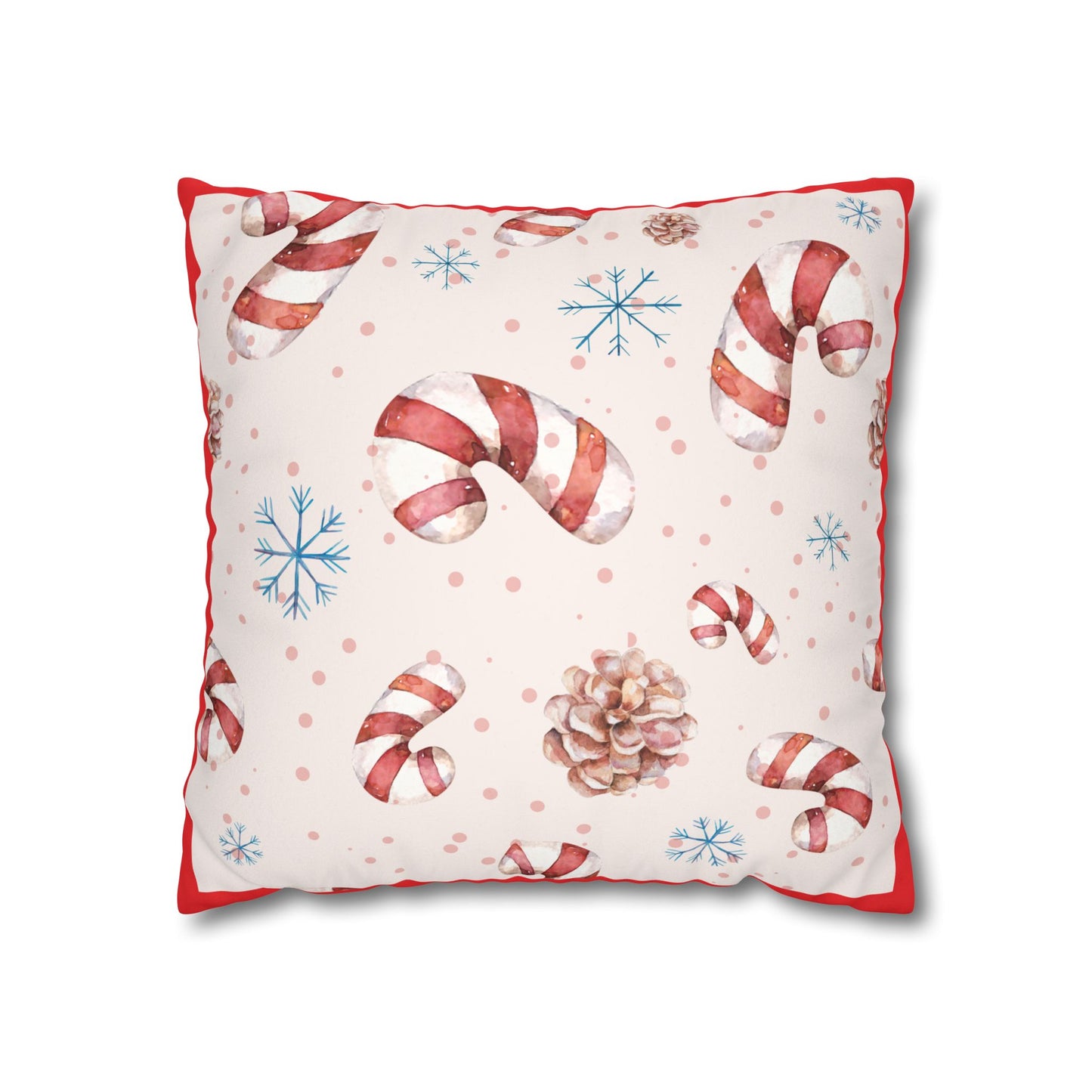 Candy Cane Pattern Faux Suede Square Pillowcase | Holiday Throw Pillowcase - The Businezz Angel