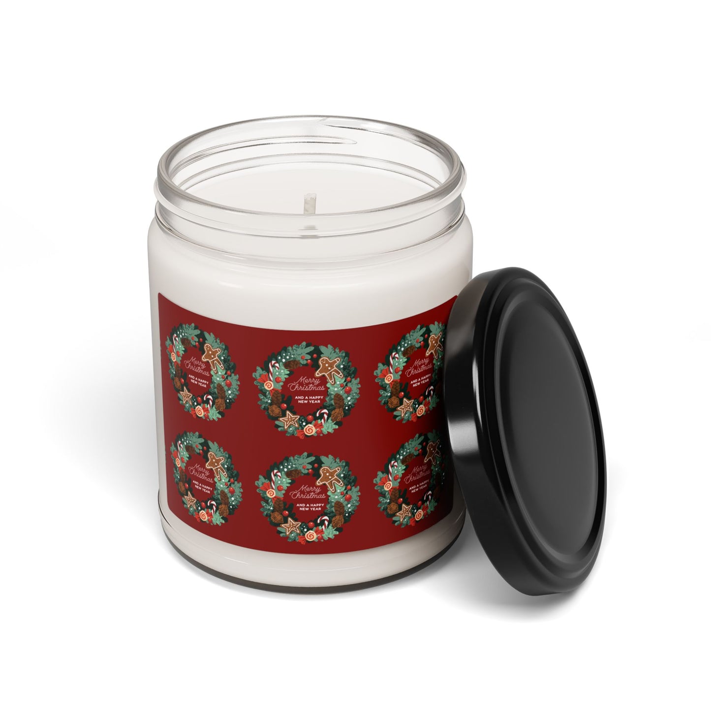 Holiday Holly Wreath Scented Soy Candle | 9oz - The Businezz Angel