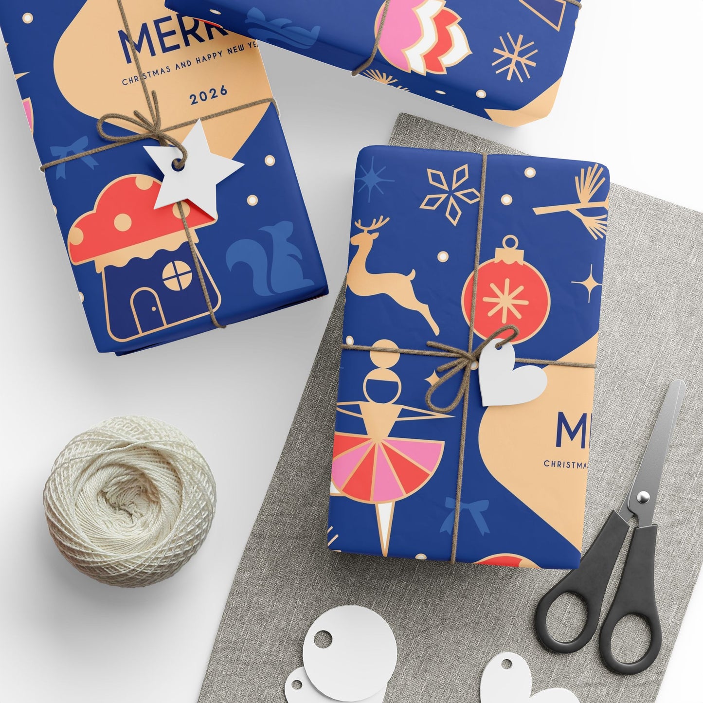Merry Holiday Pattern Wrapping Paper | Reindeer, Gifts, Ornaments - The Businezz Angel