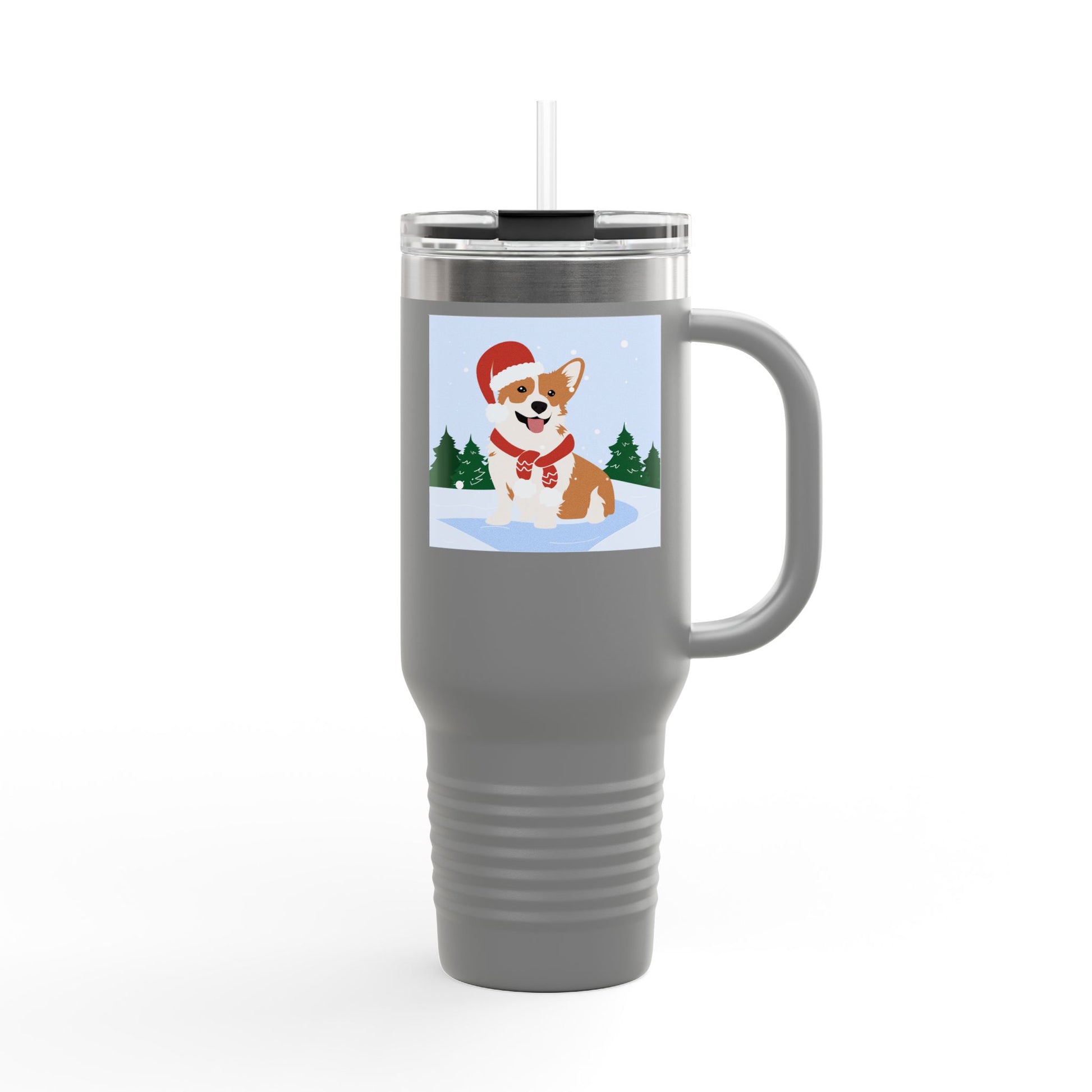 Corgi in Santa Hat Travel Mug | 40oz Insulated Tumbler - The Businezz Angel