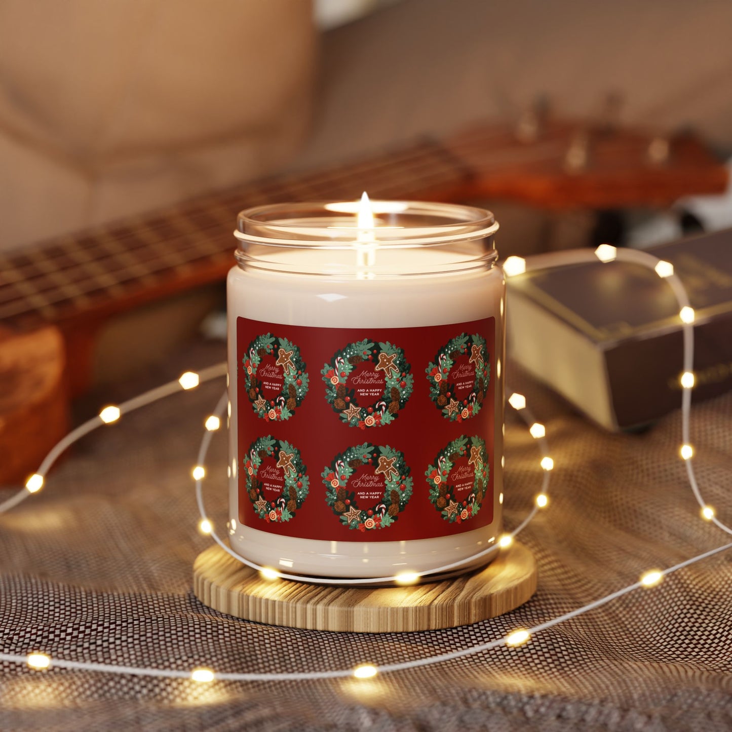 Holiday Holly Wreath Scented Soy Candle | 9oz - The Businezz Angel