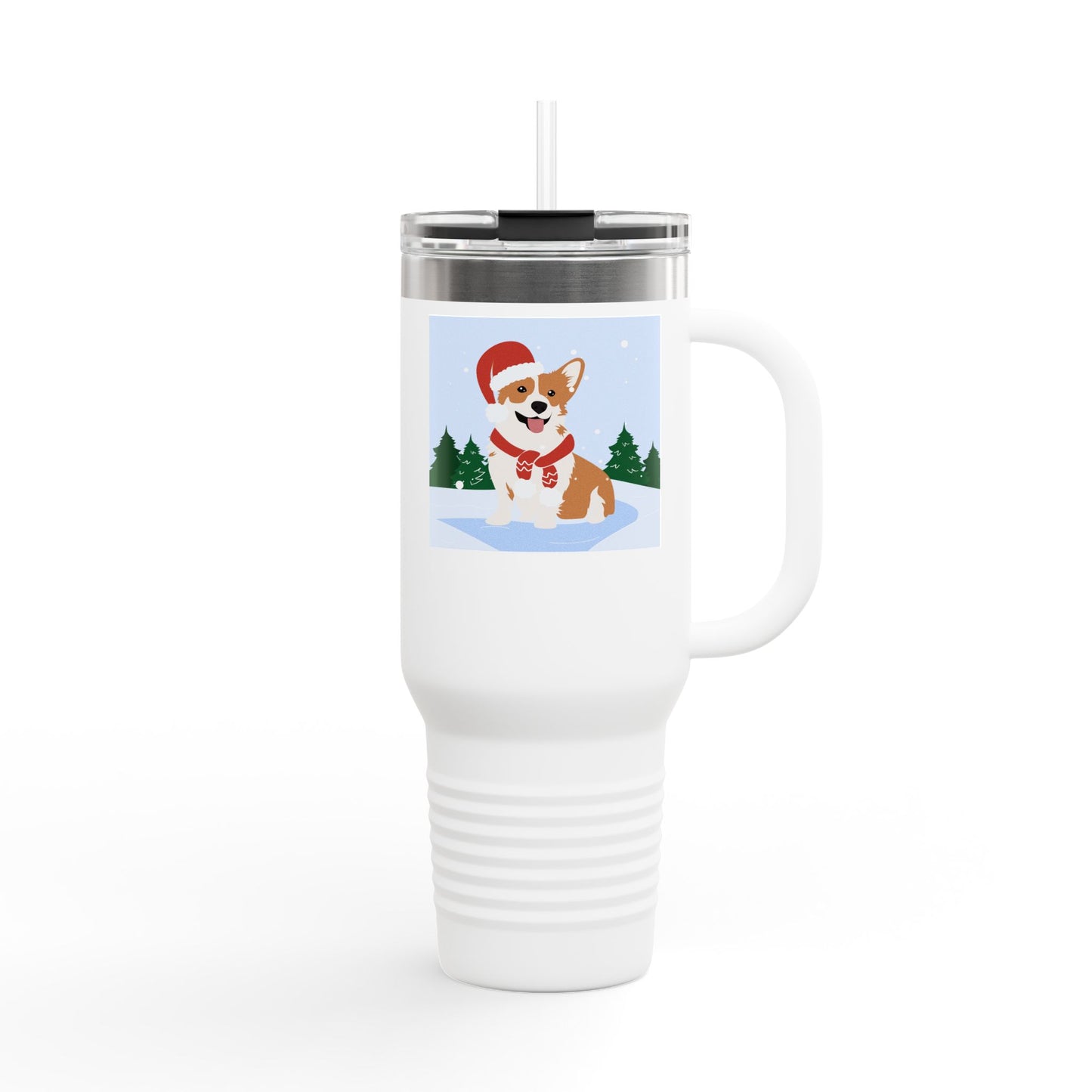 Corgi in Santa Hat Travel Mug | 40oz Insulated Tumbler - The Businezz Angel