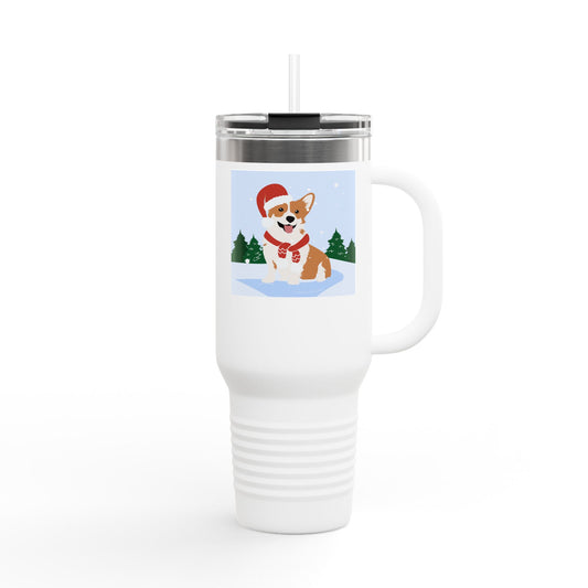 Corgi in Santa Hat Travel Mug | 40oz Insulated Tumbler - The Businezz Angel
