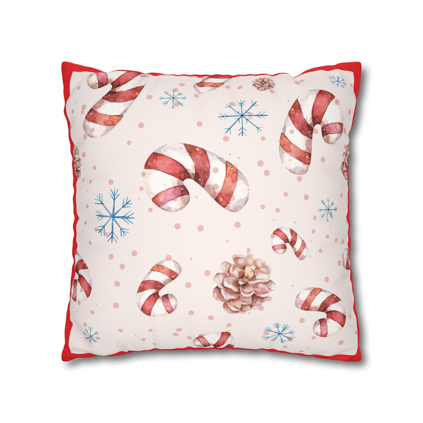 Candy Cane Pattern Faux Suede Square Pillowcase | Holiday Throw Pillowcase - The Businezz Angel