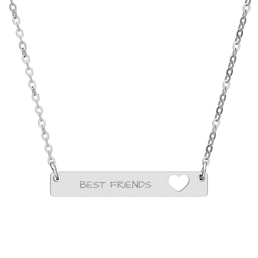 Cutout Heart Bar Necklace (Engraving) - The Businezz Angel