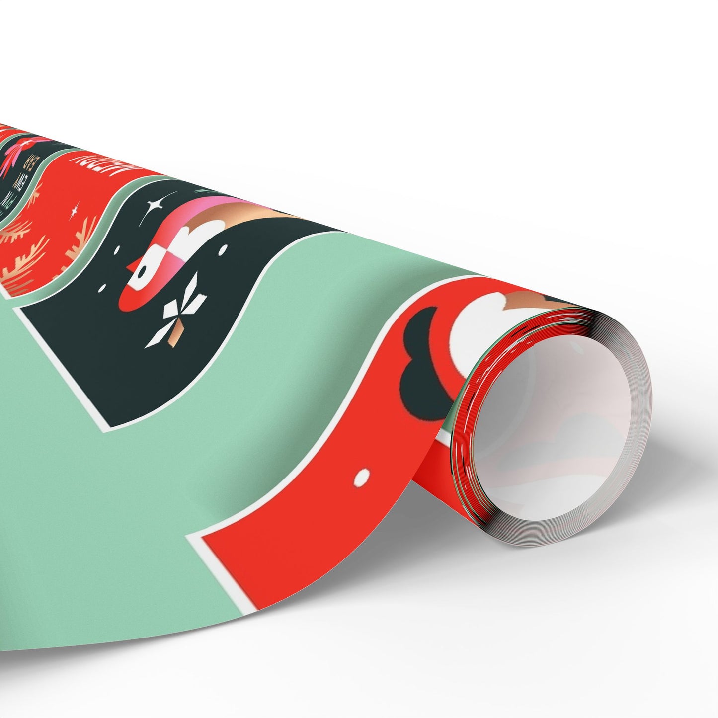 Retro Santa Pattern Wrapping Paper | Christmas Holiday Gift Wrap Roll - The Businezz Angel