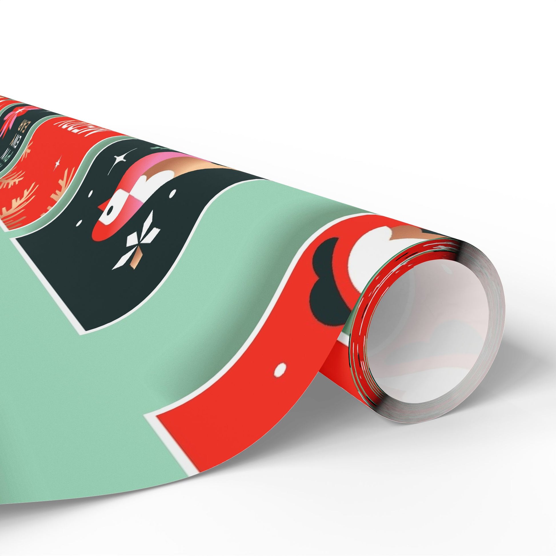 Retro Santa Pattern Wrapping Paper | Christmas Holiday Gift Wrap Roll - The Businezz Angel