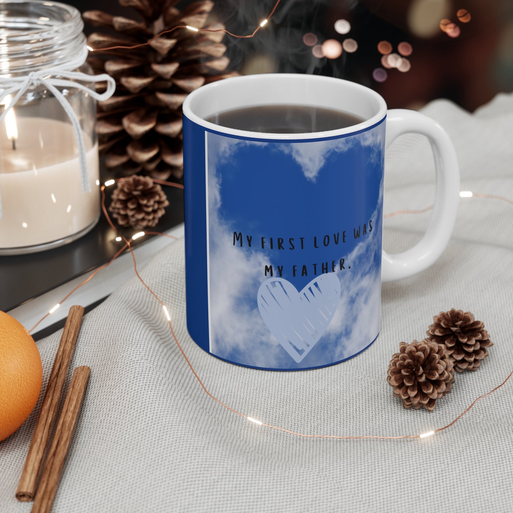 Sky Heart Father's Love Mug, Heartfelt Gift, Loving Memory, Dad Coffee Cup, Remembrance Mug, Dad's Day Gift, Family Bonding - The Businezz Angel