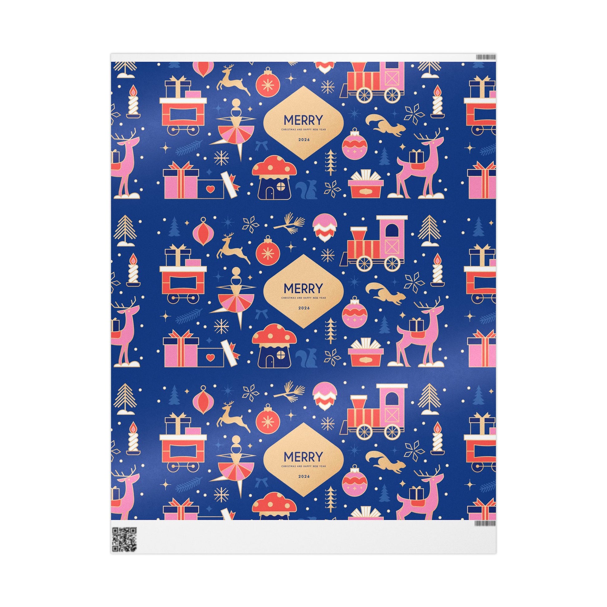 Merry Holiday Pattern Wrapping Paper | Reindeer, Gifts, Ornaments - The Businezz Angel