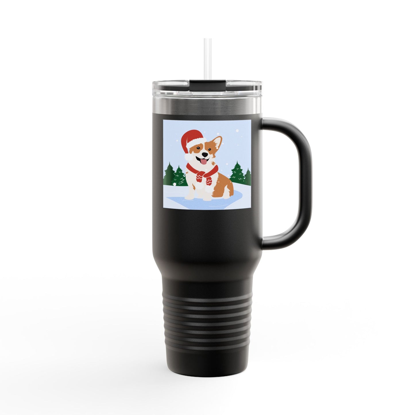 Corgi in Santa Hat Travel Mug | 40oz Insulated Tumbler - The Businezz Angel