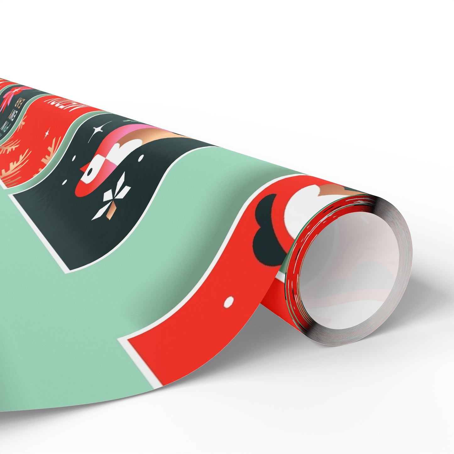 Retro Santa Pattern Wrapping Paper | Christmas Holiday Gift Wrap Roll - The Businezz Angel