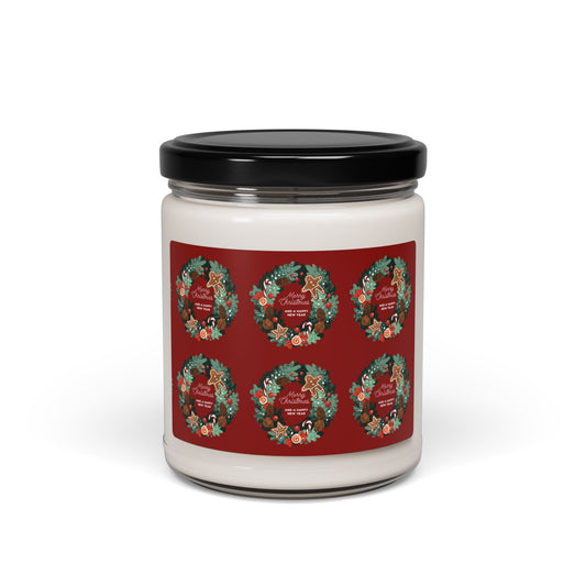 Holiday Holly Wreath Scented Soy Candle | 9oz - The Businezz Angel