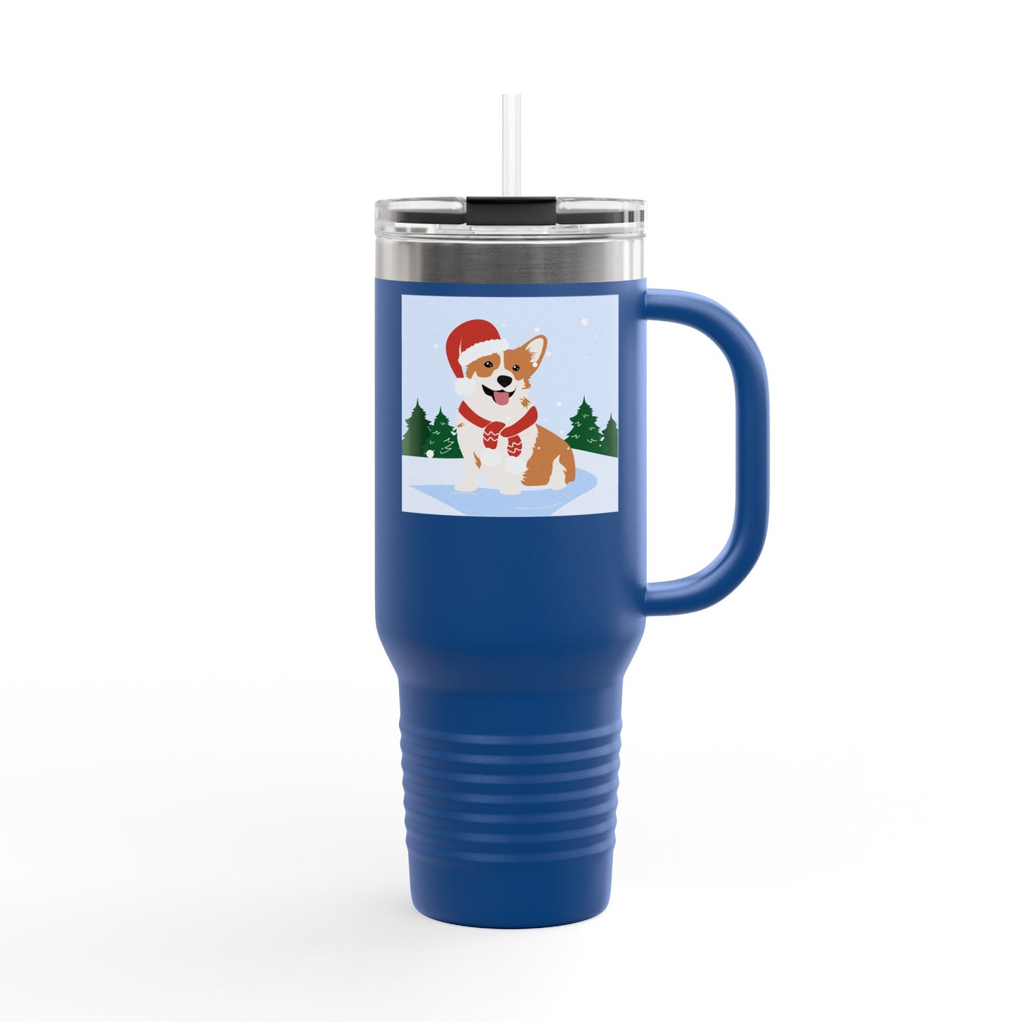 Corgi in Santa Hat Travel Mug | 40oz Insulated Tumbler - The Businezz Angel