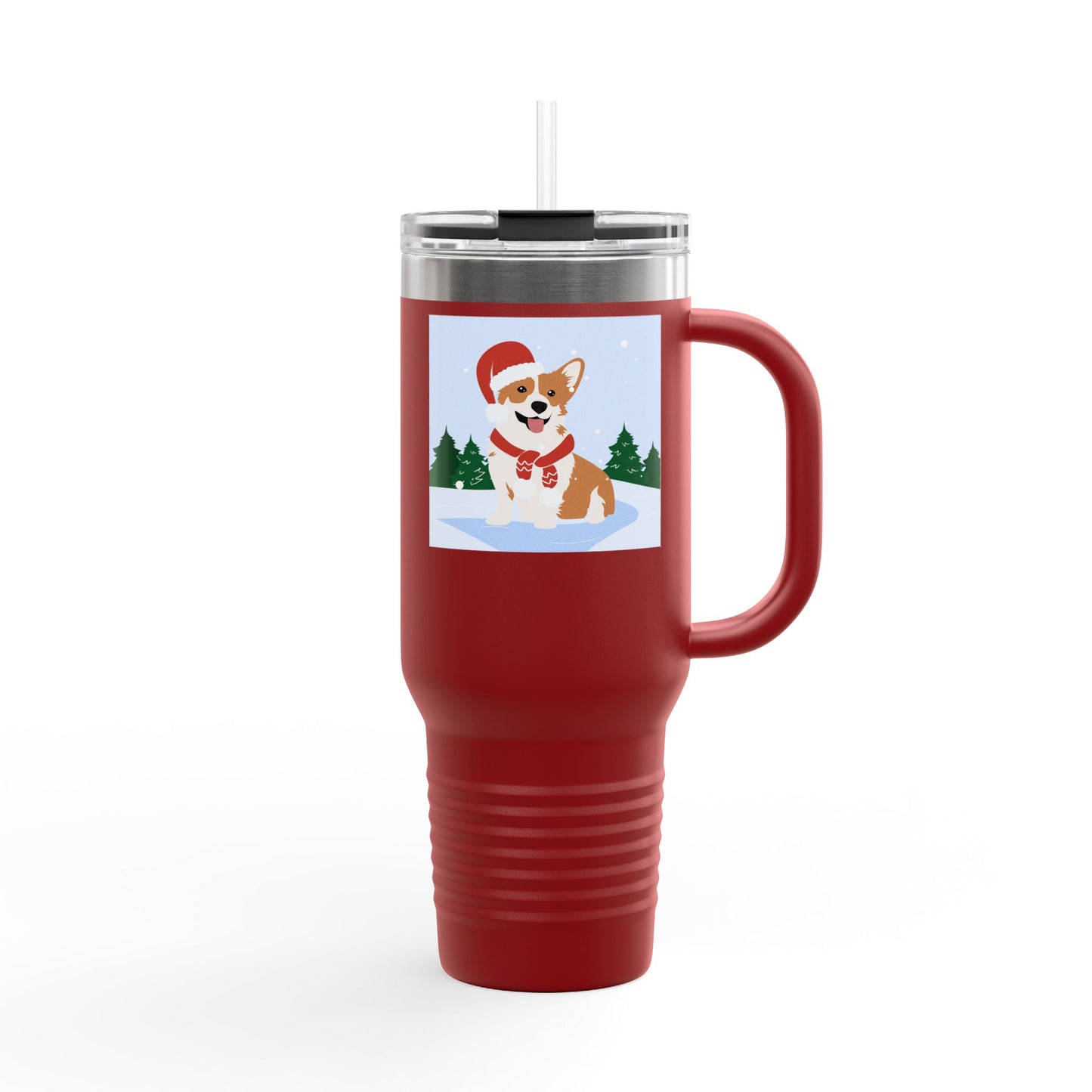 Corgi in Santa Hat Travel Mug | 40oz Insulated Tumbler - The Businezz Angel