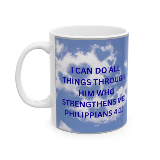 Inspirational Ceramic Mug, 11oz, 15oz, Encouragement Gift, Motivational Quote, Christian Mug, Bible Verse Decor, Faithful Inspiration - The Businezz Angel