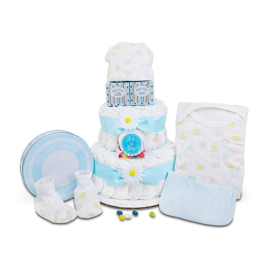 Blue Two - Tier Diaper Cake Gift - The Businezz Angel