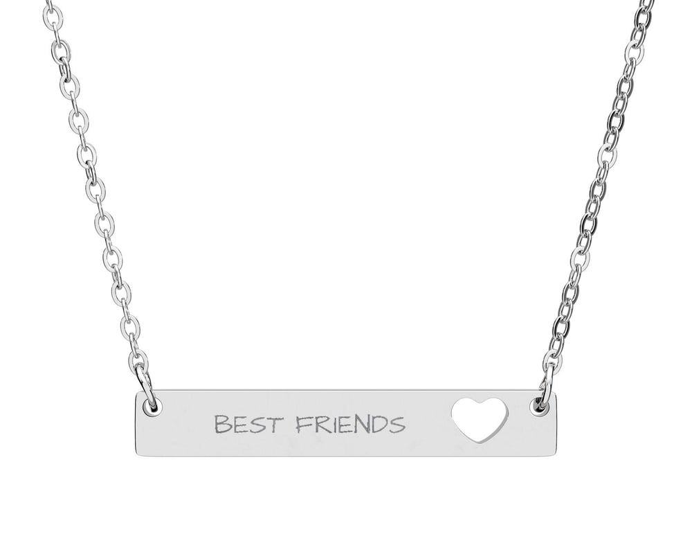Cutout Heart Bar Necklace (Engraving) - The Businezz Angel