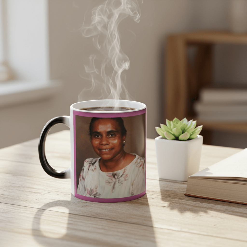 Photo Magic Mug - Heat Sensitive Cup with Pictures of Loved Ones, Personalized Gift Idea, Custom Color Changing Coffee Mug, Heat Activation - The Businezz Angel